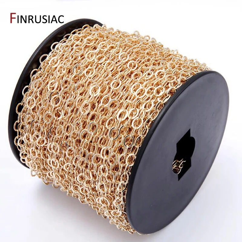 DIY Jewellery Chain Bulk 2020 New 14K Real Gold Plated Brass Round Cuban Chain For Jewellery Making Supplies