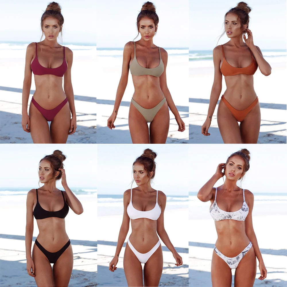Brazilian Bikini 2026 Bathing Suit Women Swimsuit Plus Size Solid Swimwear Sexy Bandeau Bikini Set Push Up Maillot De Bain Femme