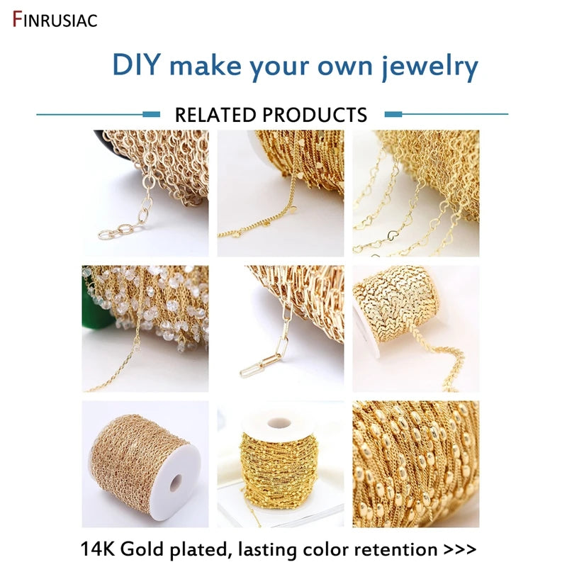 DIY Jewellery Chain Bulk 2020 New 14K Real Gold Plated Brass Round Cuban Chain For Jewellery Making Supplies