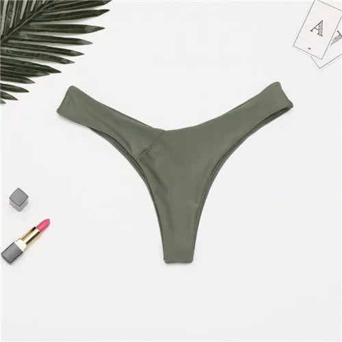2025 Sexy Bikini Bottoms Brazilian Swimwear Women Briefs Thong Low Waist Swimsuit Bottom Solid Cheeky Bikini Bottom Swim Trunks