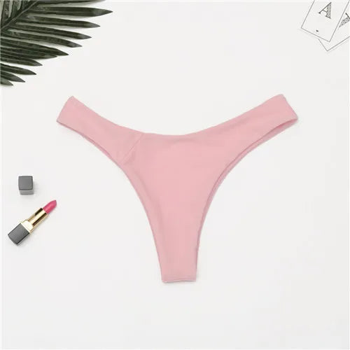 2025 Sexy Bikini Bottoms Brazilian Swimwear Women Briefs Thong Low Waist Swimsuit Bottom Solid Cheeky Bikini Bottom Swim Trunks