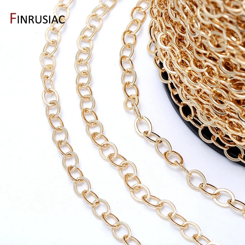 DIY Jewellery Chain Bulk 2020 New 14K Real Gold Plated Brass Round Cuban Chain For Jewellery Making Supplies