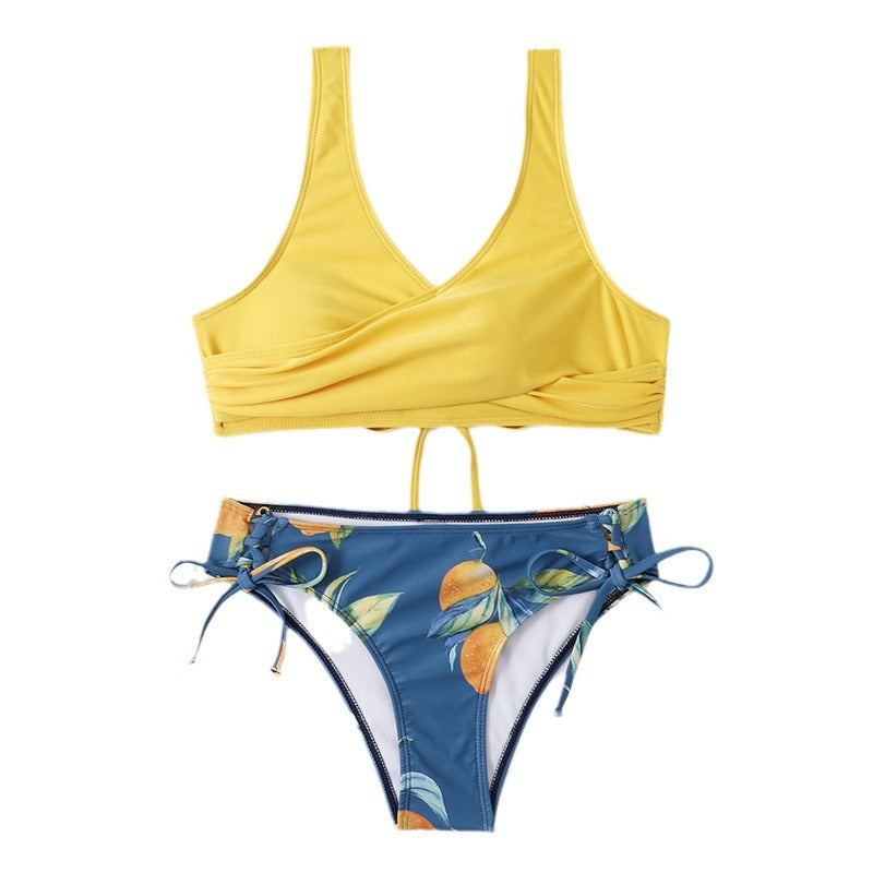 2024 New Cross-border Swimming Wading Split Sexy Backless European and American Bikini Bikini Swimsuit for Women