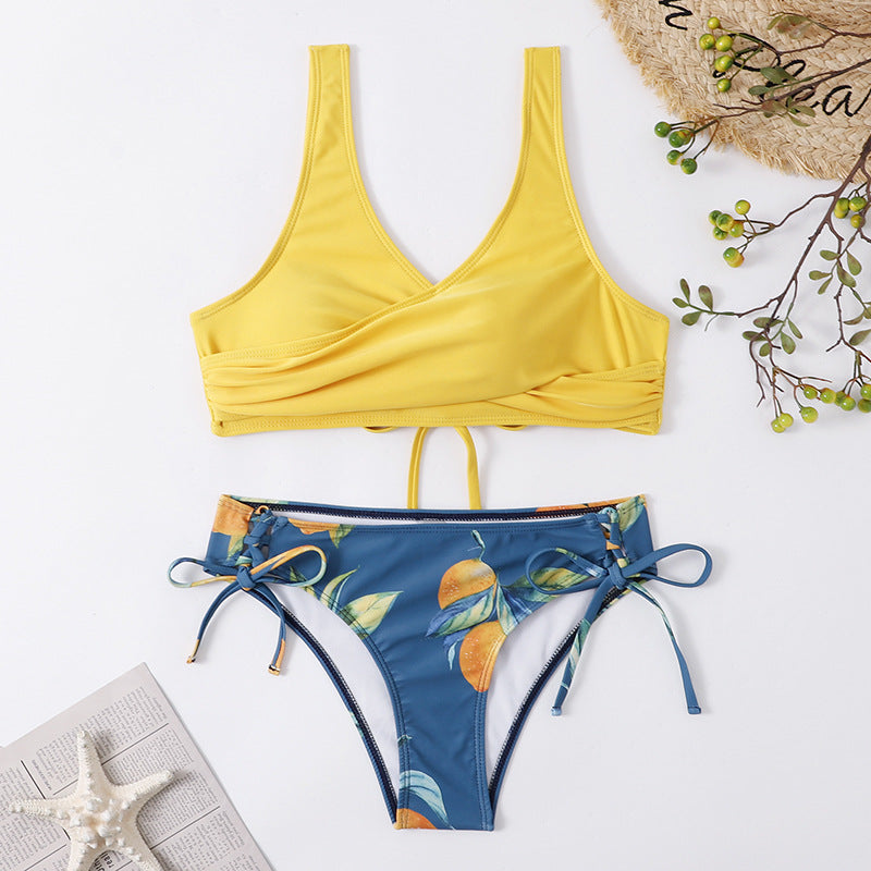 2024 New Cross-border Swimming Wading Split Sexy Backless European and American Bikini Bikini Swimsuit for Women