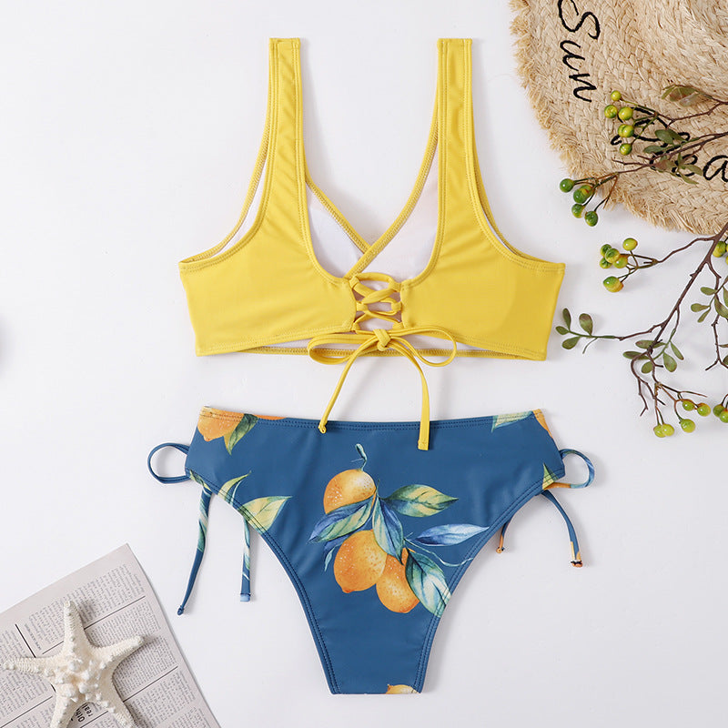 2024 New Cross-border Swimming Wading Split Sexy Backless European and American Bikini Bikini Swimsuit for Women
