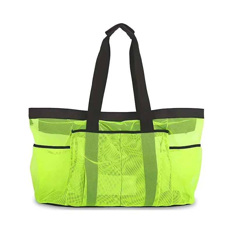 Extra Large Beach Bag - Lightweight Swimming Waterproof Foldable with Mesh Straps Zippered Pockets and Fixed Shoulder Straps