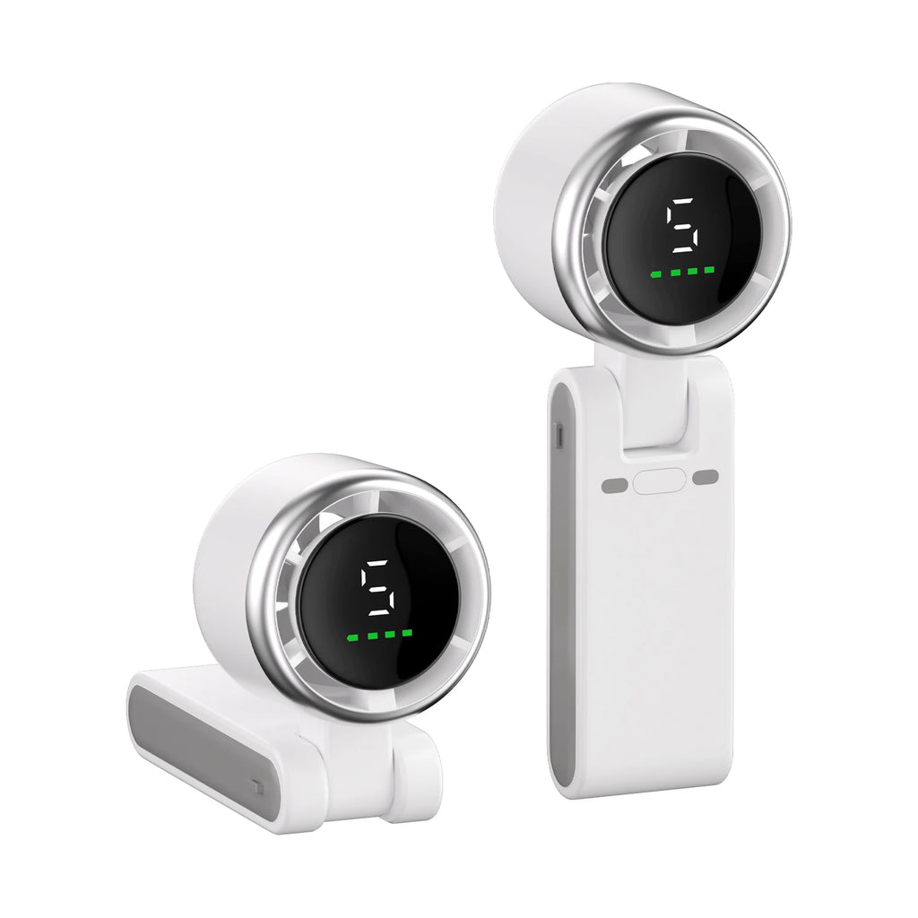 Mini Ventilador de Mano de Cinco Velocidades Ajustables Multifuncional, Recargable por USB Portátil para Viajes Hogar y Oficinas