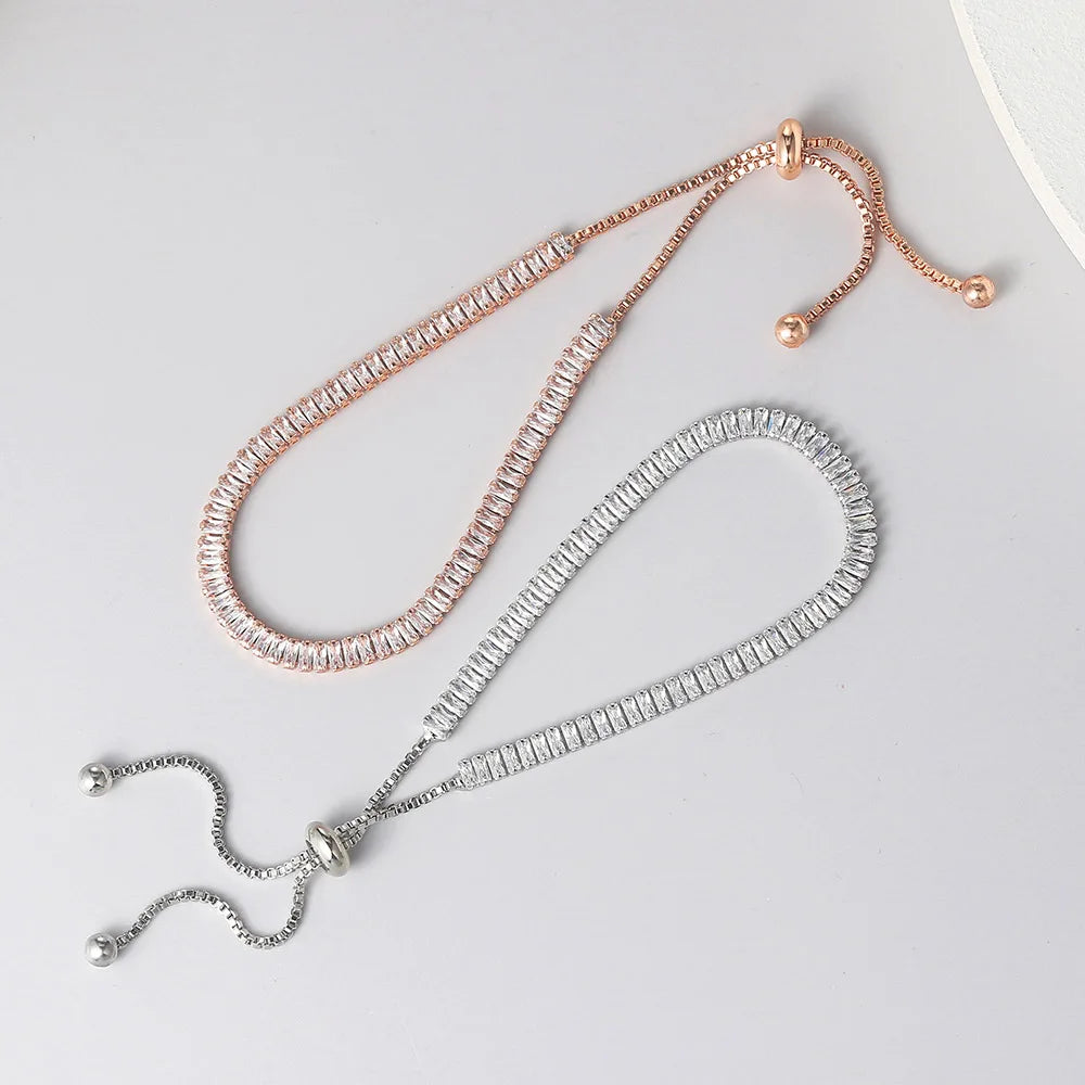 Tennis Bracelet For Women 1.5*3 mm Sparking Zircon Jewerlly Rose Gold Color Handmade Friends Gift Cute Jewelry Wholesale H017