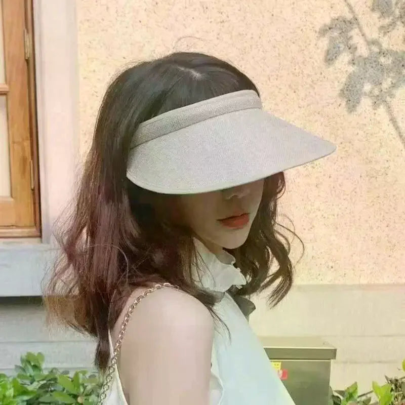 Summer Sun Hat Portable Wide Brim Beach Hats Outdoor Traveling Foldable Visor Hat Multi-function Straw Cap Suncap For Women