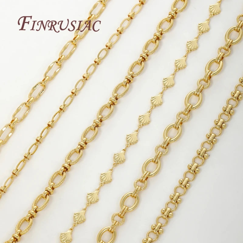 0.5-1 Meter 18K Gold Plated Oval Curb Cuban Chains For Jewelry Making Supplies,DIY Necklace Bracelet Chain Bulk Chains Wholesale
