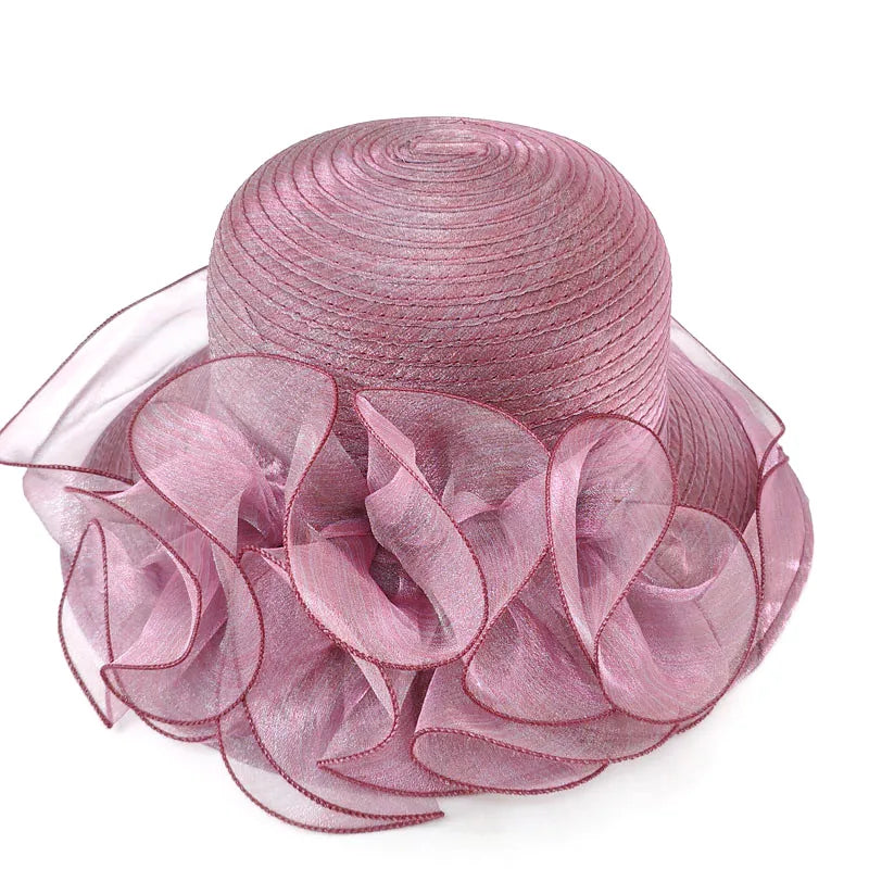 Summer hats for women Organza flower mesh sunshade hat vacation beach hat wide brimmed sun hat Sun protection sombreros de mujer