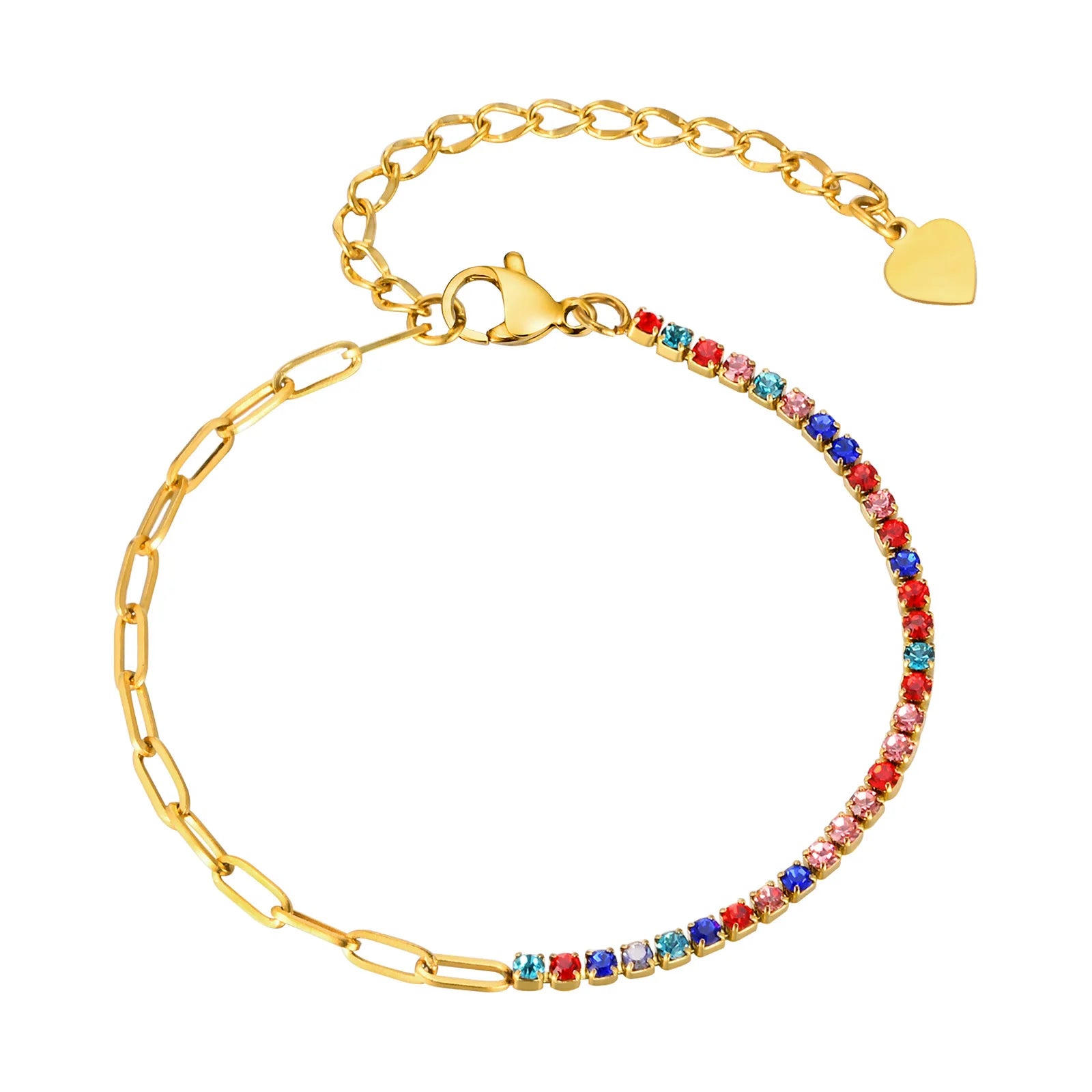 Tennis Bracelets, Paperclip Link Chain Bracelet for Women, Stainless Steel Layered Hand Wristband Accessories