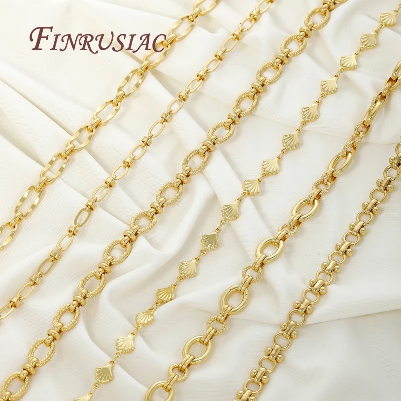 0.5-1 Meter 18K Gold Plated Oval Curb Cuban Chains For Jewelry Making Supplies,DIY Necklace Bracelet Chain Bulk Chains Wholesale