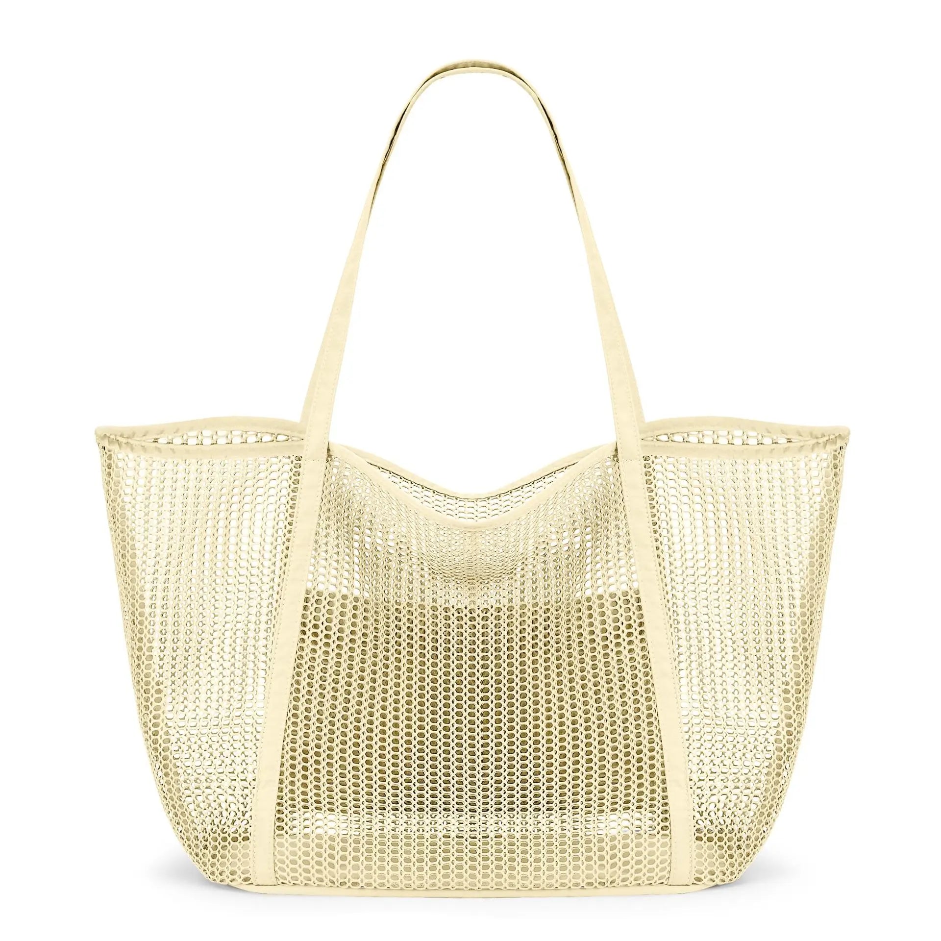 Beach Mesh Tote Bag Womens Shoulder Handbag 27L Grocery Bag Storage Bag for Cruise/Swim/Vacation Essentials 해변 그물코 핸드백