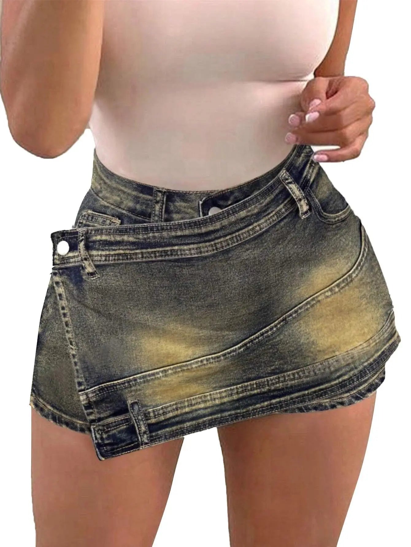 Denim Short Pant Women Jeans Vintage Shorts Pants Slim Fit High Waist Sexy Trousers Y2k Streetwear Elegant Splice Work Casual