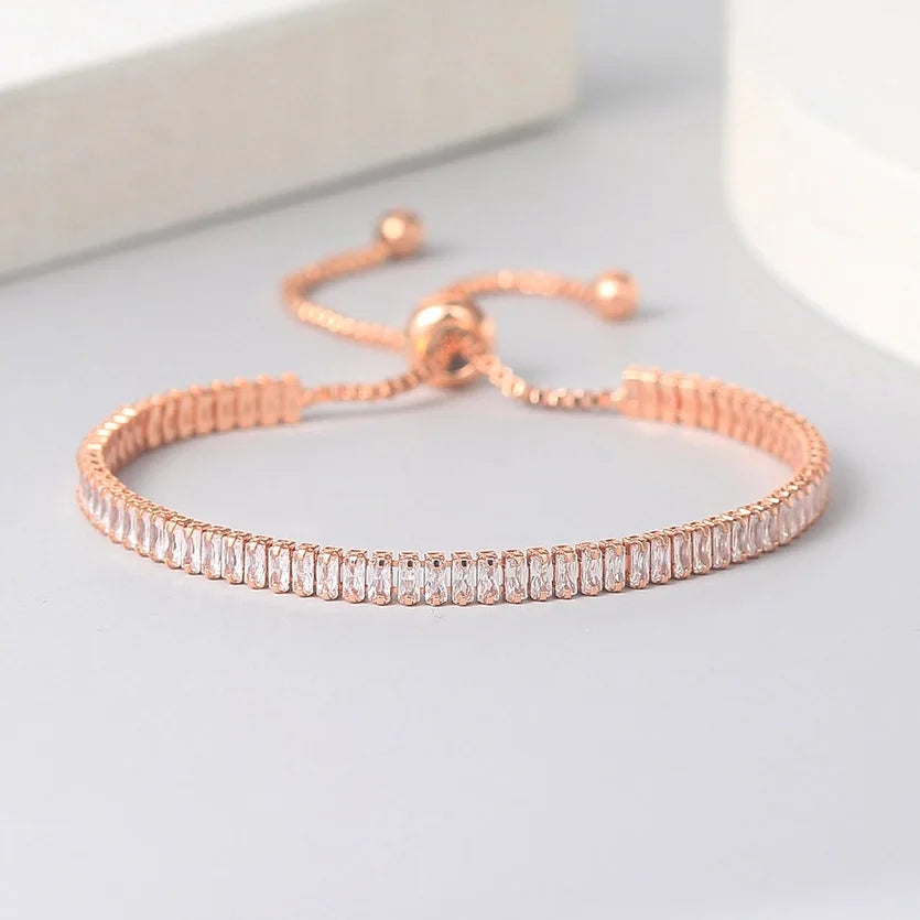 Tennis Bracelet For Women 1.5*3 mm Sparking Zircon Jewerlly Rose Gold Color Handmade Friends Gift Cute Jewelry Wholesale H017