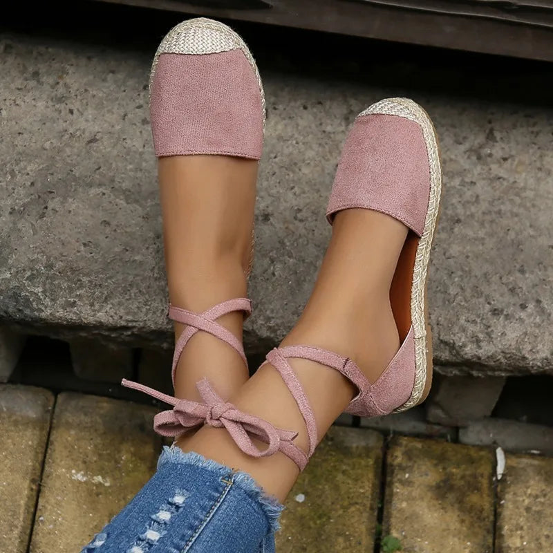 Designer Sandals for Women in Summer Fashion Round Toe Casual Flat Shoes Ankle Lace-up Rattan Woven Grass Roman Sandals