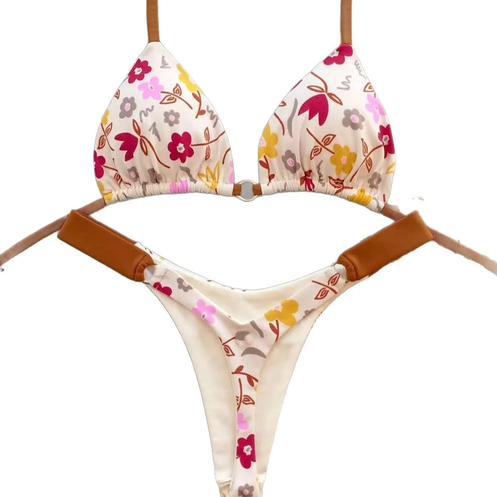 2026 New Sexy Lace-up Print Brazilian Bikini Women Swimsuit Micro Swimwear Backless Biquini Swimsuits Beachwear Thong Купальник