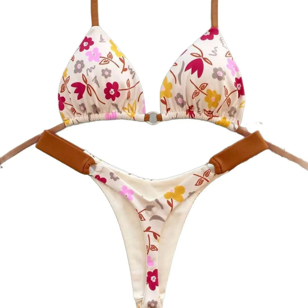 2026 New Sexy Lace-up Print Brazilian Bikini Women Swimsuit Micro Swimwear Backless Biquini Swimsuits Beachwear Thong Купальник