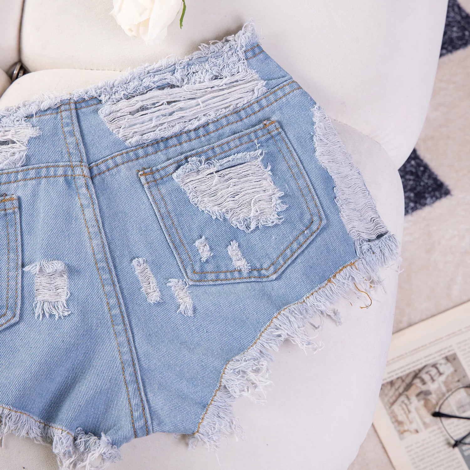 new sexy low-rise ripped super short jeans denim booty shorts for women