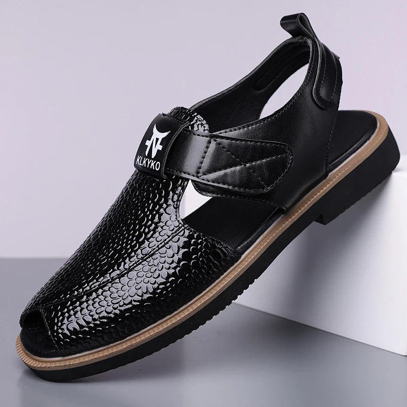 Sandals for Man Fashion Outdoor Roman Genuine Leather Indoor House Platform Male Beach Shoes Casual Men Sandals New In Summer