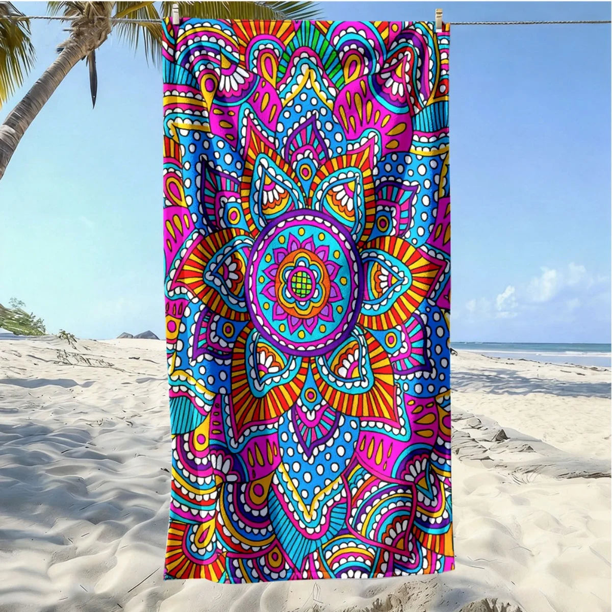 1Pc, Colorful Bohemian Patterned Beach Towel, Super Absorbent and Lightweight Beach Towel - Sand-Free, Quick-Drying Towel, Soft Microfiber, Suitable for Various Settings Such as the Beach, Swimming Pool, Gym, Bathroom, Campin