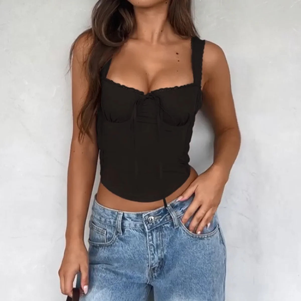 Bustier Corset Top for Women Y2K Square Neck Tank Crop Tops Camisole 2026 Summer Fashion Going Out Vest Slim Fit Bodyshaper Tops