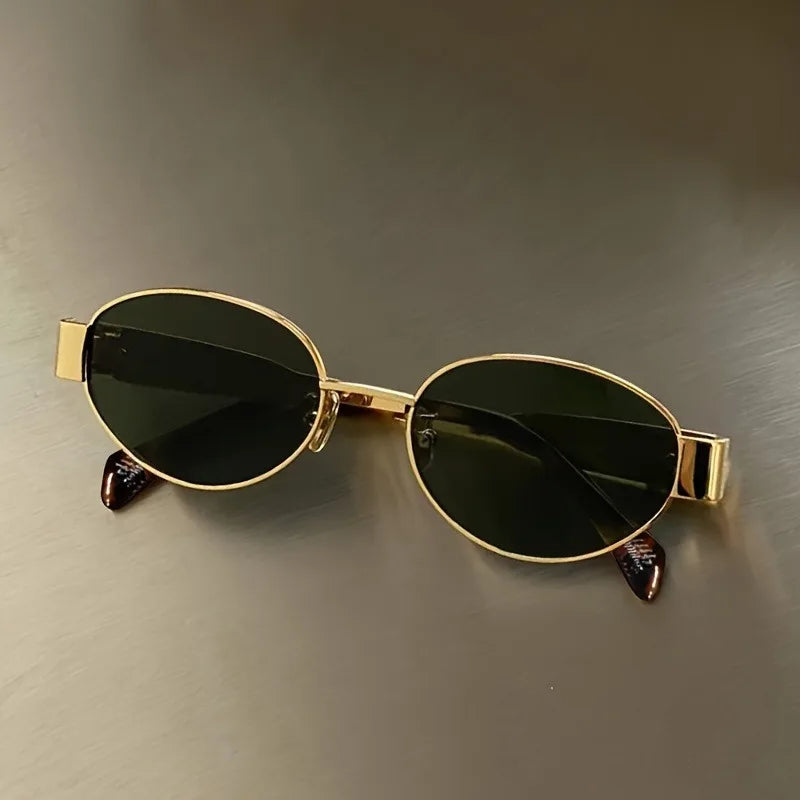 Trendy Oval Sunglasses for Women 2026 Luxury Brand Designer Metal Frame Sun Glasses Ladies Classic Vintage Round Shades Unisex