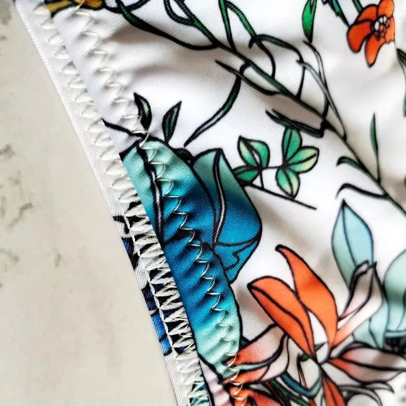 Sexy Floral Print Brazilian Bikini Bottom Women's Swimwear High Waisted New V Thong Swimsuit Bathing Suit Women Swimwear Women