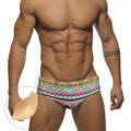 Summer Swimwear Man Swimming Briefs Sexy Mens Low Waist Print Swimsuit Sunga hombre Pad Push Up Sport Quick Dry Bathing Suit
