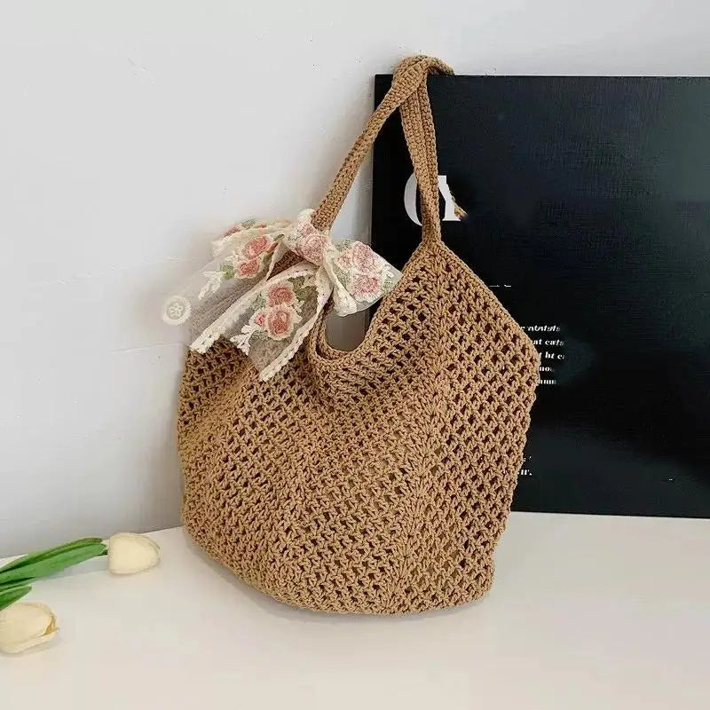Beach Tote Bag Woven Large Capacity Designed for Women's Shoulder Comfort and Style