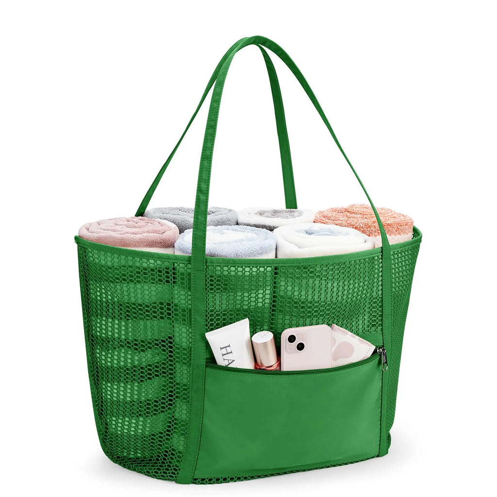 Beach Mesh Tote Bag Womens Shoulder Handbag 27L Grocery Bag Storage Bag for Cruise/Swim/Vacation Essentials