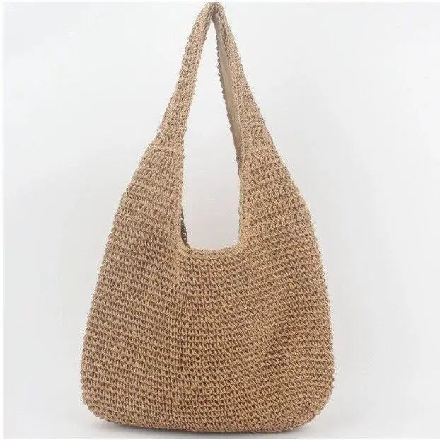 Large Capacity Straw Bag Shoulder Crossbody Basket Weave Canvas Beach Bag for Women Summer Vacation Casual Style Handbag
