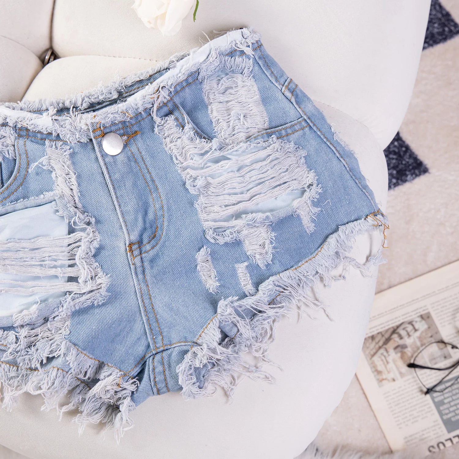 new sexy low-rise ripped super short jeans denim booty shorts for women