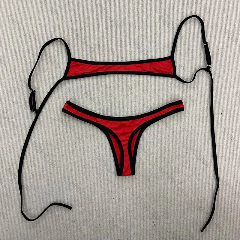European American Sexy spicy girl solid color slim fit bikini summer Hot Beach trendy fashionable High street strap bikini sets