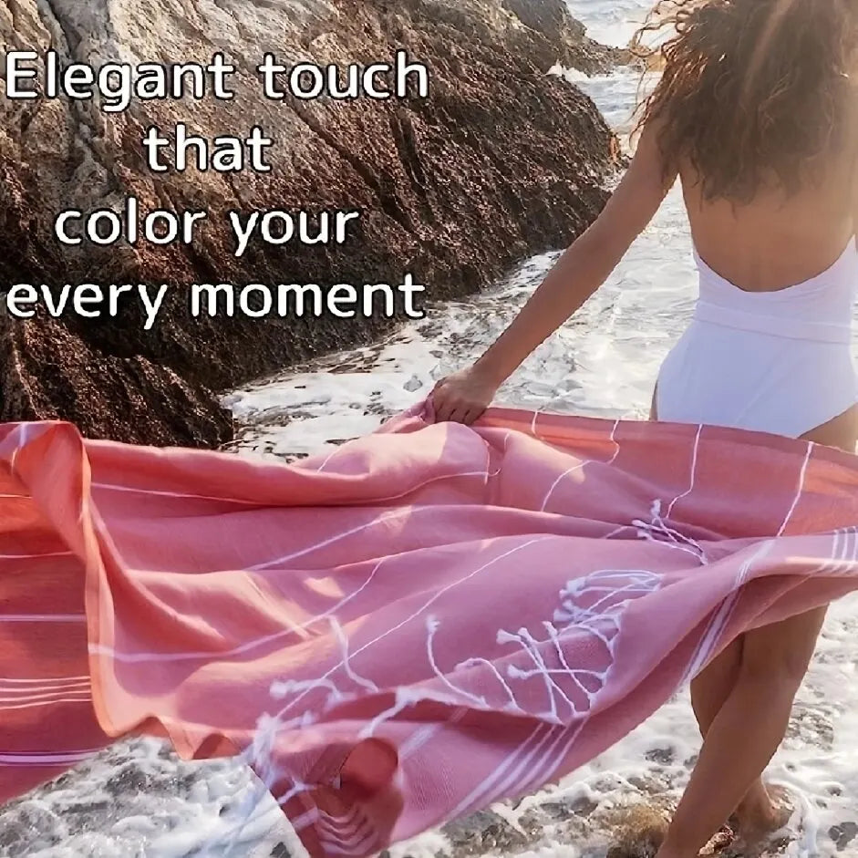 100X180cm Turkish Beach Towel Oversized Sand Free Tassel Quick Dry Swim Extra Large Light Travel for Adults Gifts Accessories ﻿2pcs