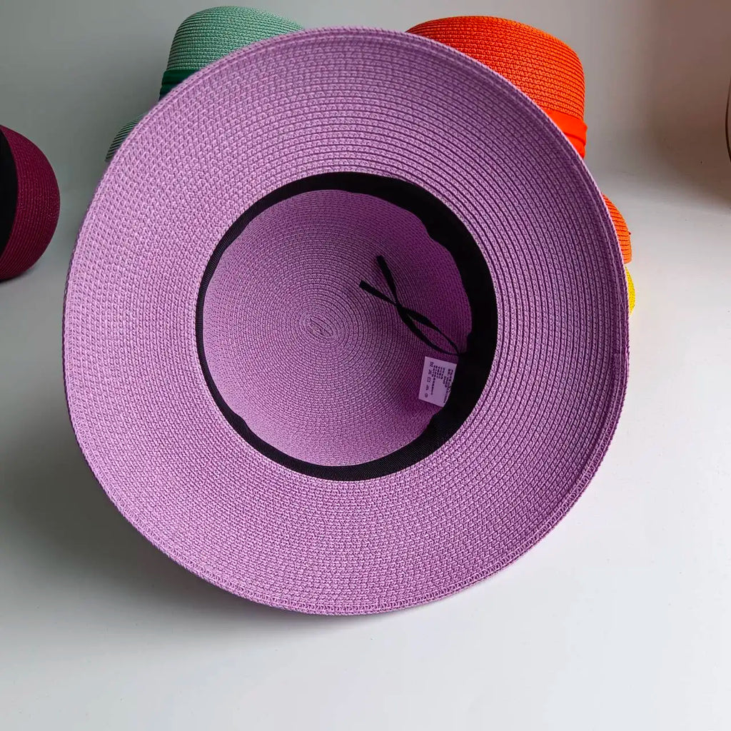 Summer straw hat  French elegant outdoor beach travel anti-ultraviolet Foldable women's straw hat