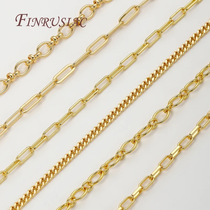 0.5-1 Meter 18K Gold Plated Oval Curb Cuban Chains For Jewelry Making Supplies,DIY Necklace Bracelet Chain Bulk Chains Wholesale