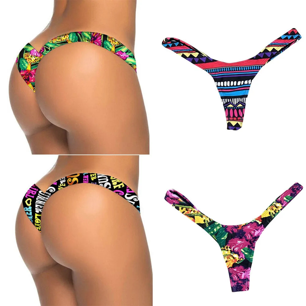 Women Brazilian Print Bikini Bottom Thong Bathing Beach Swimsuit Swimwear Summer Beach Comfortable Sexy Bikini 2026 Mujer