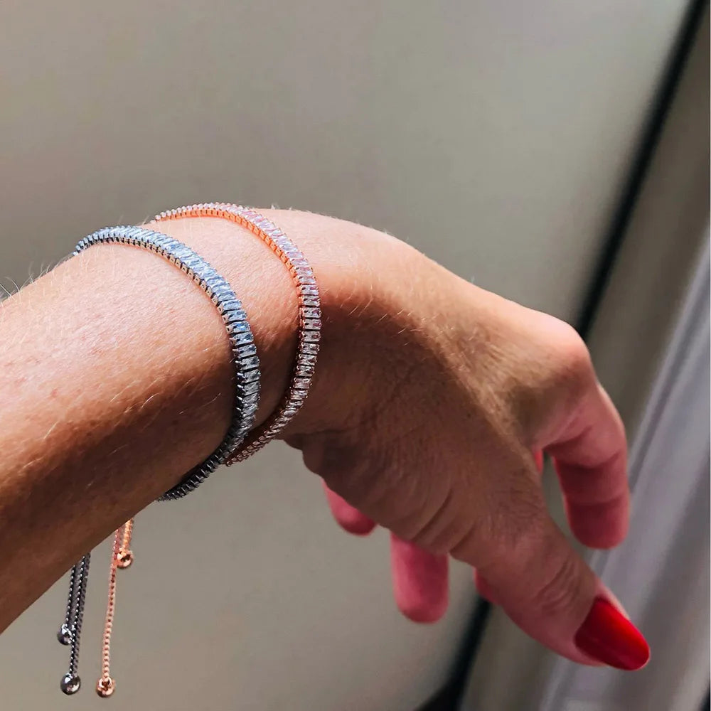Tennis Bracelet For Women 1.5*3 mm Sparking Zircon Jewerlly Rose Gold Color Handmade Friends Gift Cute Jewelry Wholesale H017