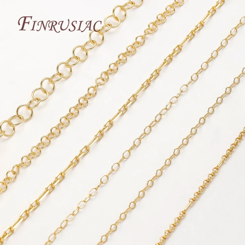 0.5-1 Meter 18K Gold Plated Oval Curb Cuban Chains For Jewelry Making Supplies,DIY Necklace Bracelet Chain Bulk Chains Wholesale