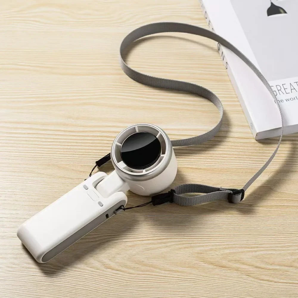 Mini Ventilador de Mano de Cinco Velocidades Ajustables Multifuncional, Recargable por USB Portátil para Viajes Hogar y Oficinas
