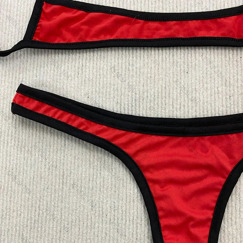 European American Sexy spicy girl solid color slim fit bikini summer Hot Beach trendy fashionable High street strap bikini sets