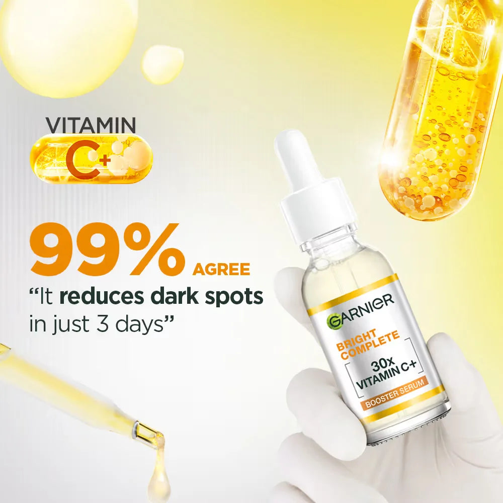Garnier Bright Complete Vitamin C Booster Face Serum 30ml Facial Essence With 377 For Skin Radiance Even Texture Daily Care