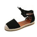 Designer Sandals for Women in Summer Fashion Round Toe Casual Flat Shoes Ankle Lace-up Rattan Woven Grass Roman Sandals