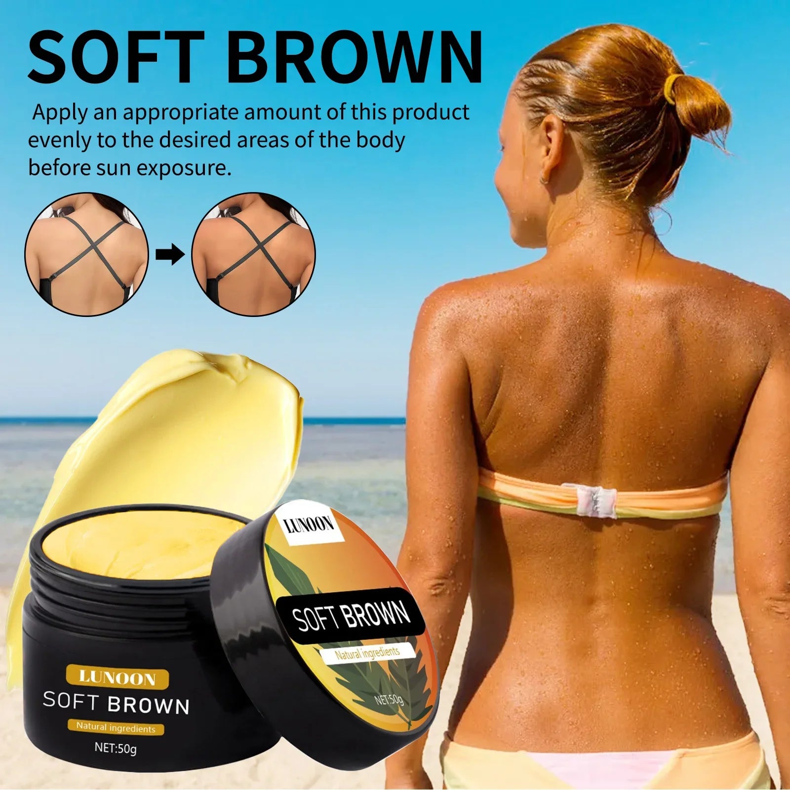 Self-Tanning & Suntan Shield Cream - Long-Lasting Face & Body Bronzer, Nourishing Formula for Natural Sun-Kissed Look. 2pcs