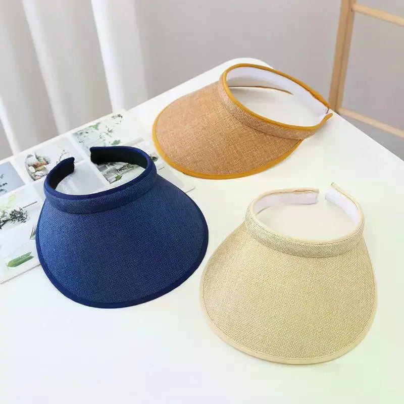 Summer Sun Hat Portable Wide Brim Beach Hats Outdoor Traveling Foldable Visor Hat Multi-function Straw Cap Suncap For Women