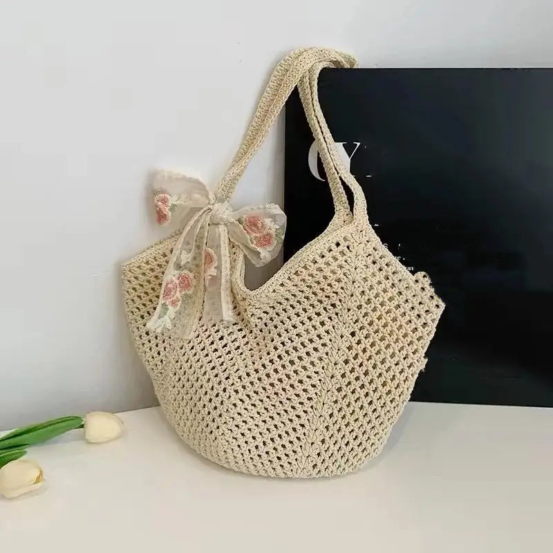 Beach Tote Bag Woven Large Capacity Designed for Women's Shoulder Comfort and Style