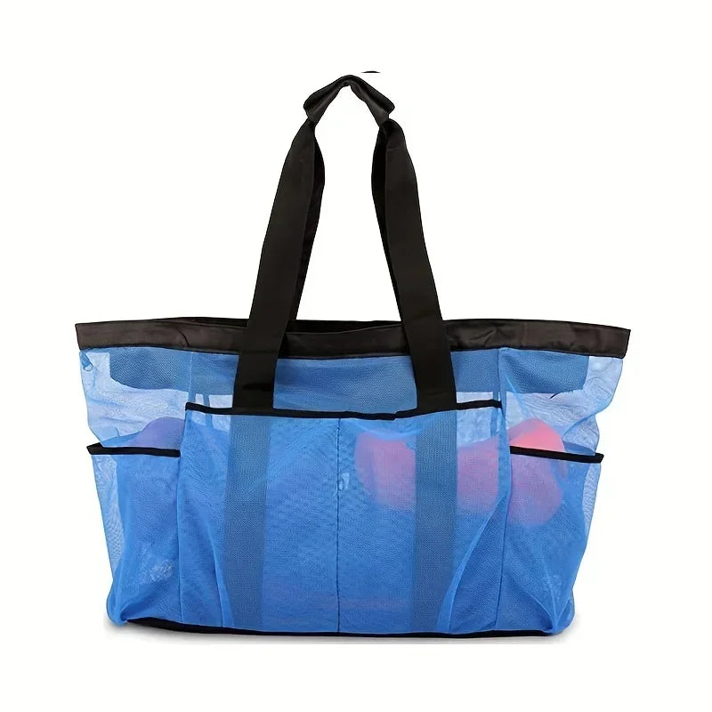 Extra Large Beach Bag - Lightweight Swimming Waterproof Foldable with Mesh Straps Zippered Pockets and Fixed Shoulder Straps