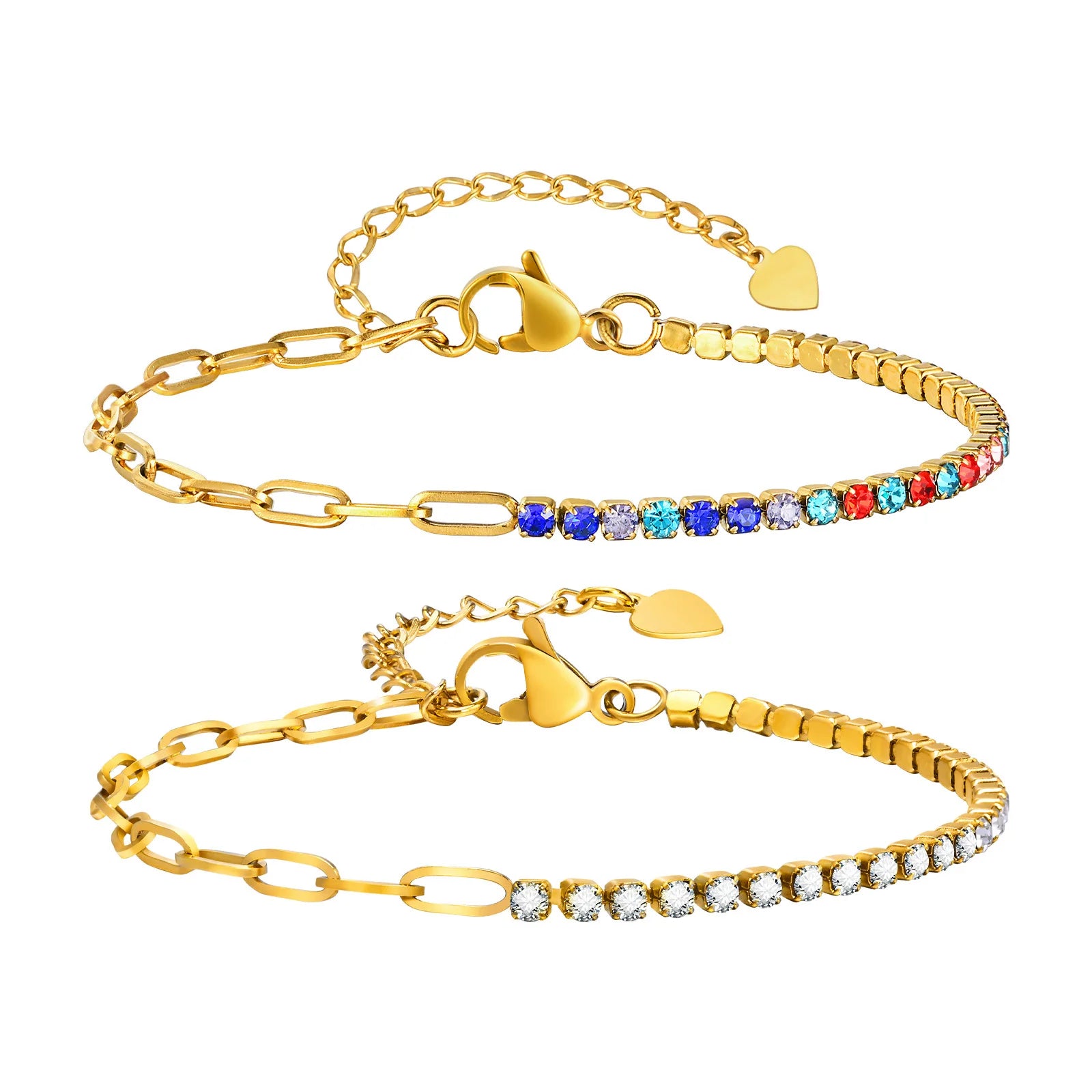 Tennis Bracelets, Paperclip Link Chain Bracelet for Women, Stainless Steel Layered Hand Wristband Accessories